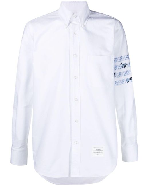 Thom Browne White 4-bar Cotton Shirt for men