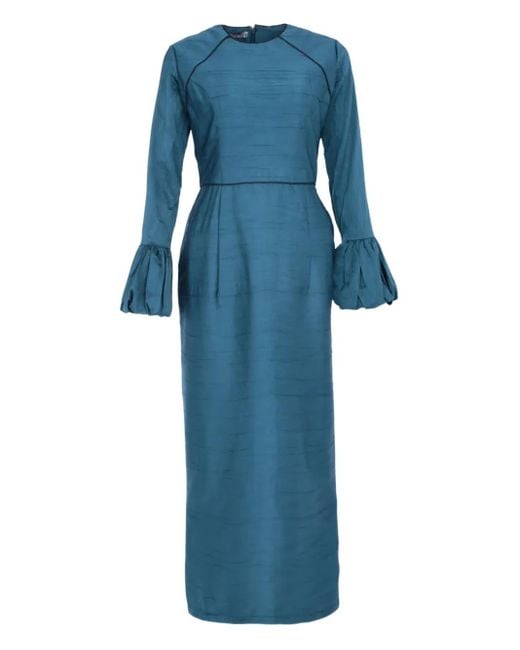 Baruni Blue Talia Maxikleid mit gerüschten Bündchen