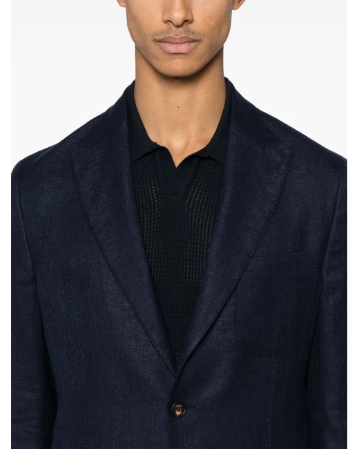 Eleventy Blue Linen, Wool And Silk Blazer for men