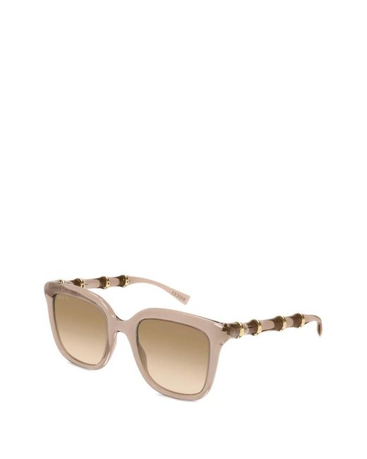 Gucci Natural Bamboo-Effect Square-Frame Sunglasses
