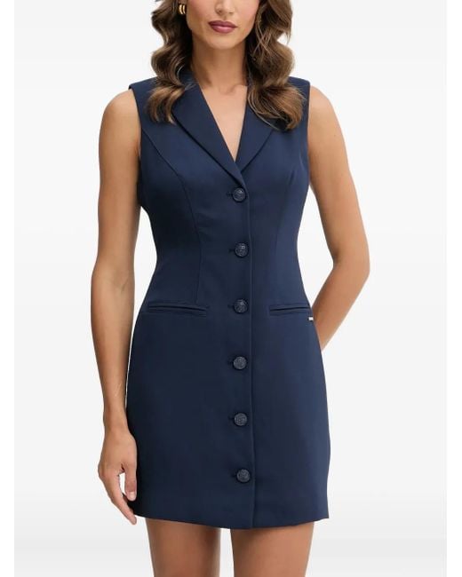 Guess Blue Sleeveless Button-Front Mini Dress