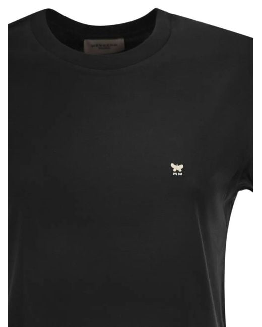 Weekend by Maxmara Black Embroidered-Logo Straight-Fit T-Shirt
