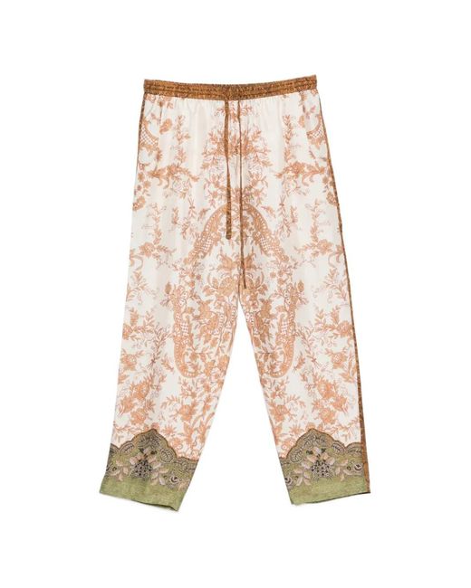 Pierre Louis Mascia White Floral-Print Drawstring-Waist Trousers