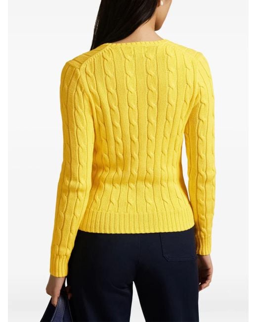 Polo Ralph Lauren Yellow V-Neck Cable-Knit Sweater