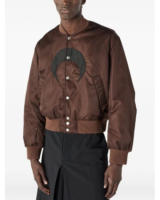 MARINE SERRE Brown Moon-Print Buttoned Bomber Jacket