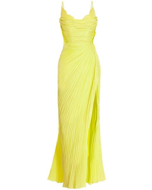 Maria Lucia Hohan Yellow Leonie Pleated Midi Dress