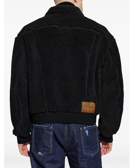 DSquared² Black Fleece Zip-Up Jacket for men