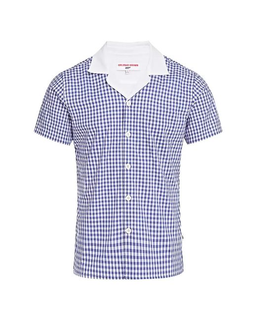 Orlebar Brown Blue Thunderball Gingham Shirt for men
