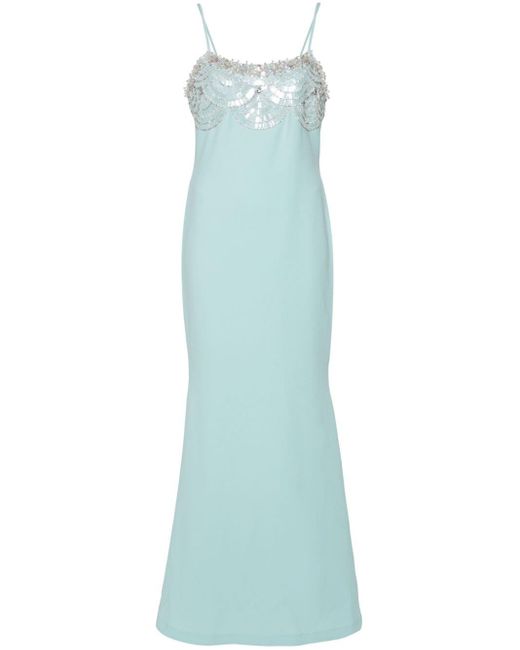 Amen Blue Crystal-embellishment Crepe Maxi Dress