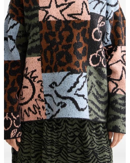Scotch & Soda Black Patchwork Intarsia-Knit Sweater