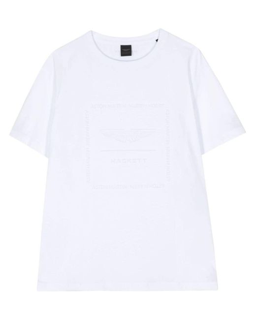 T-shirt con logo goffrato x Aston Martin di Hackett in White da Uomo