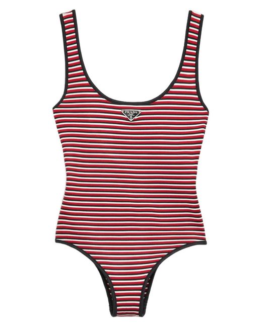 Prada Red Striped Swimsuit