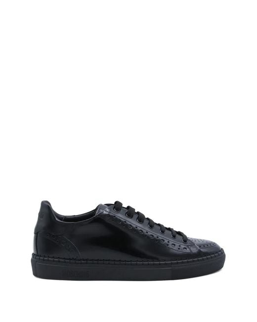 Moschino Black Brogue-Trim Sneakers for men