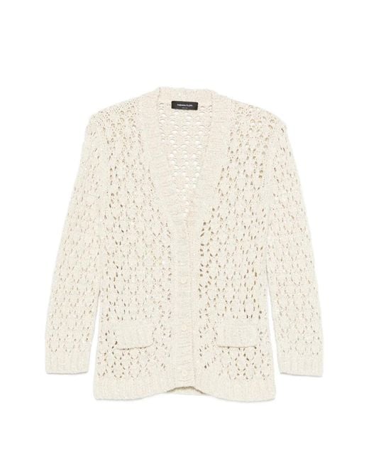 Fabiana Filippi White Cotton V-Necked Cardigan