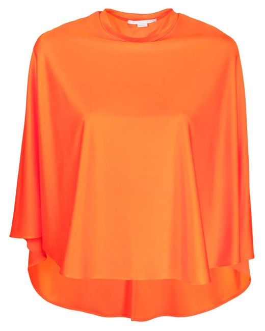Stella McCartney Orange Blouse Drapée À Ourlet Asymétrique
