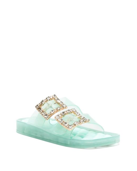 Twinset Green Jewel Buckles Slides