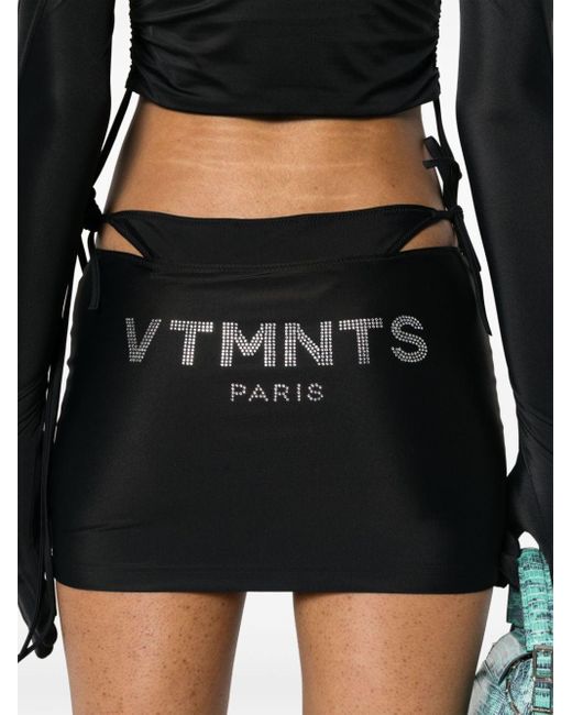 VTMNTS Black Paris Crystal Embellished Mini Skirt