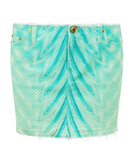 Roberto Cavalli Green Printed Skirt