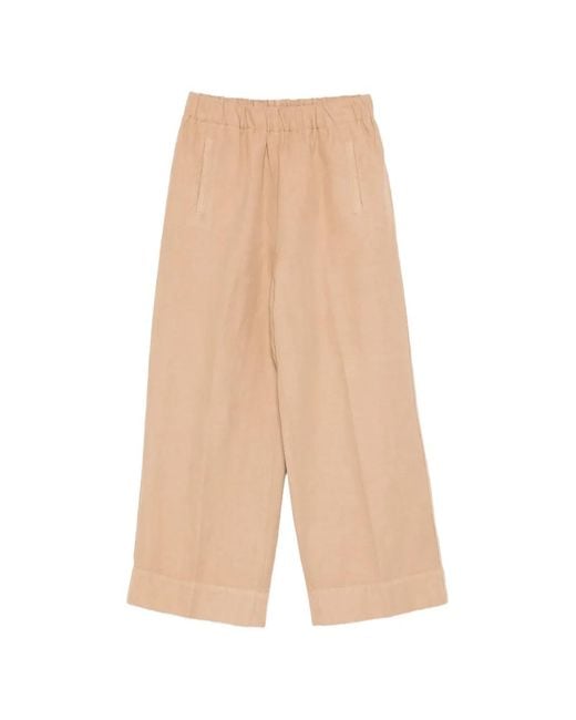 ROSSO35 White Elasticated-Waist Cropped Trousers