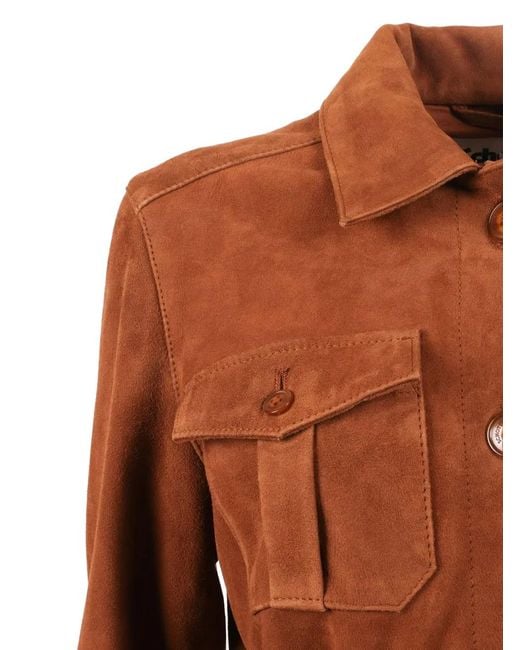 Schott Nyc Brown Belted Suede Jacket for men