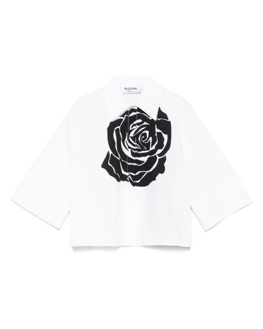 Blugirl Blumarine Blouse Met Roosprint in het Black