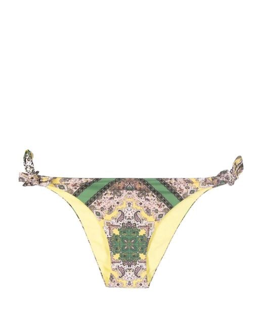 Twinset Metallic Paisley-Print Bikini Bottoms