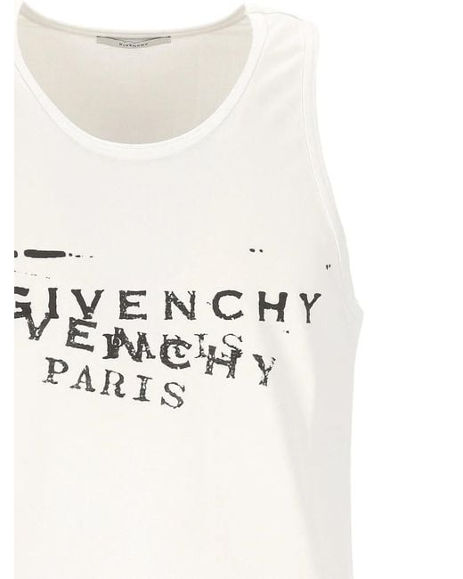 Givenchy White Logo-Print Tank Top for men
