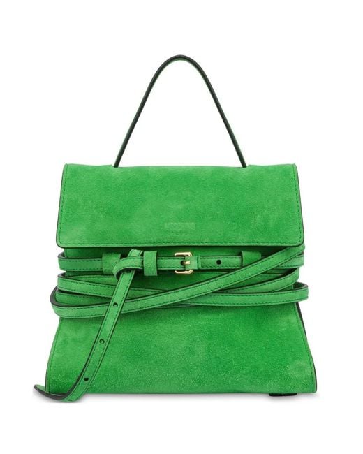 Moschino Green Belted Tote Bag