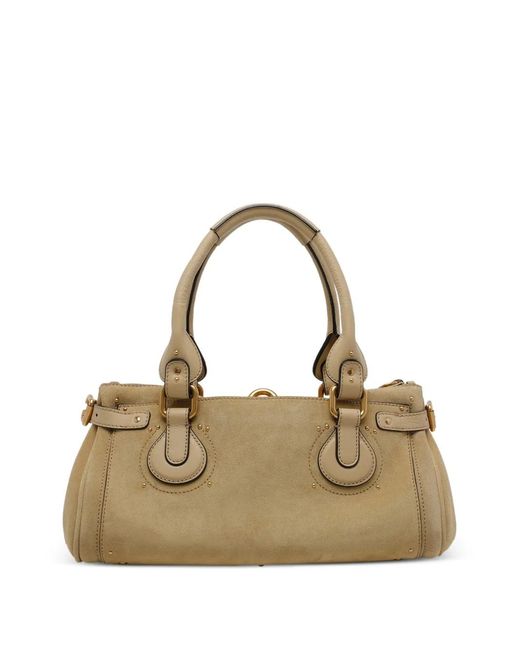 Chloé Metallic Paddington Suede Handbag