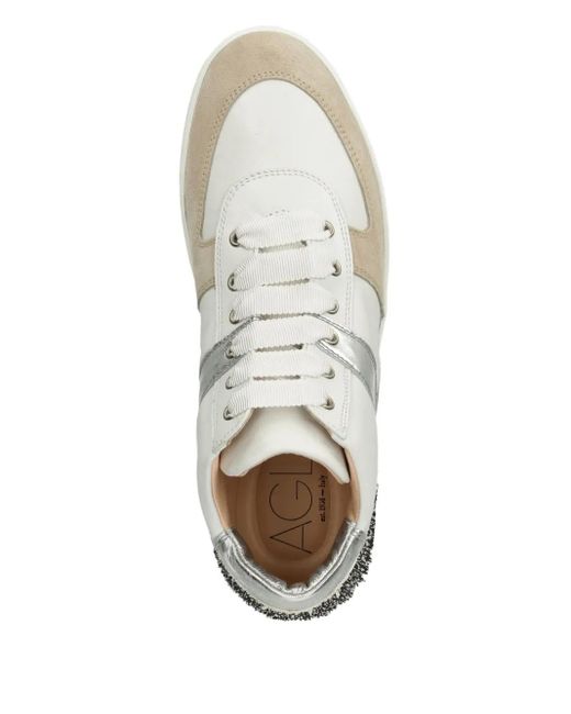 Agl Attilio Giusti Leombruni White Metallic-Panel Studded Sneakers