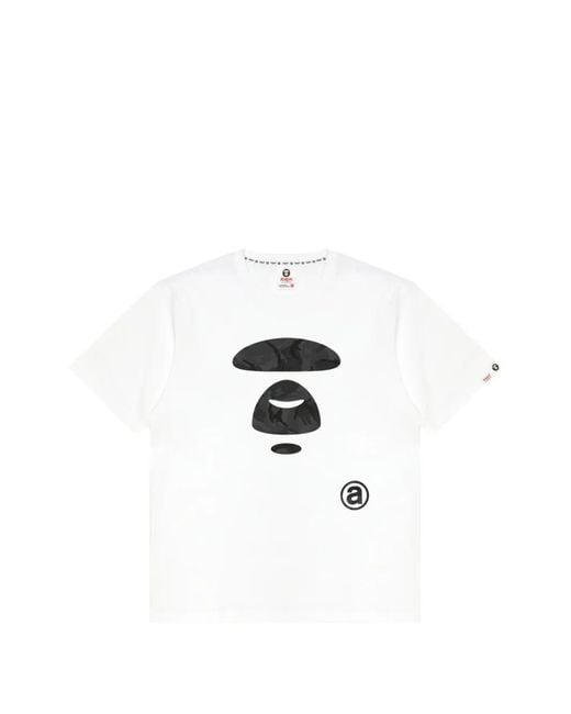 Aape By A Bathing Ape White Camo-Print Logo-Patch T-Shirt for men