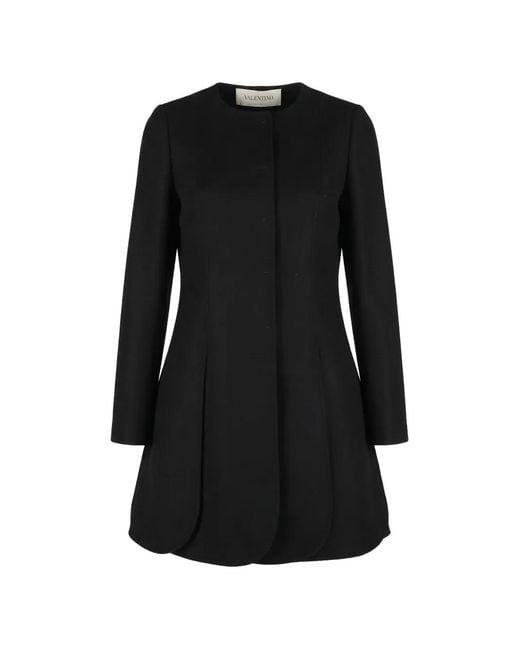 Valentino Garavani Black Patch-Pocket Coat