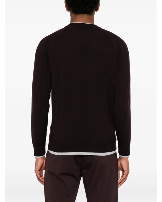 Eleventy Black Raglan-Sleeve Tipped-Trim Sweater for men
