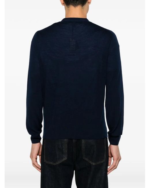 Canali Blue Button-Fastening V-Neck Cardigan for men