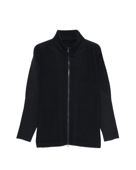 Homme Plissé Issey Miyake Blue Zip-Up Sweatshirt for men