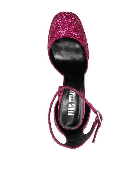 Paris Texas Purple 140Mm Glitter-Embellished Platform Pumps