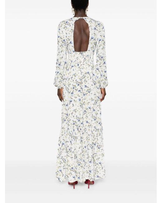 Liu Jo White Long Viscose Dress With Floral Print