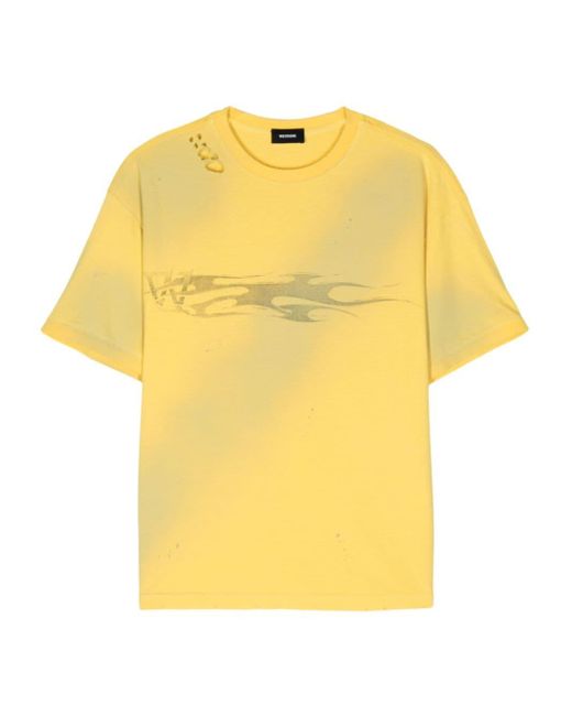 we11done Yellow T-Shirt mit grafischem Print