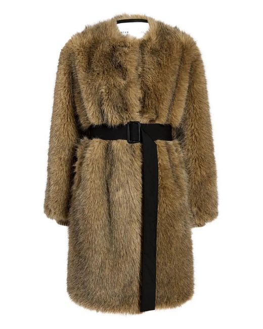 Proenza Schouler Green Faux Fur Belted Khai Coat