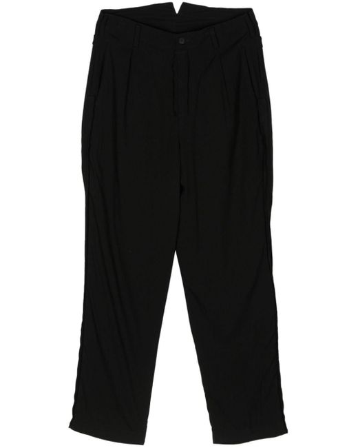 Y's Yohji Yamamoto Black Pleat-detail Straight-leg Trousers for men
