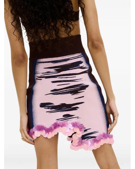 Ph5 Red Casey Sequin-Embellished Wavy Mini Skirt