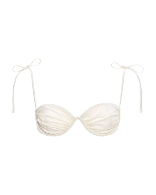 Haut De Bikini Orné De Perles À Détail Noué Agua Bendita en coloris White