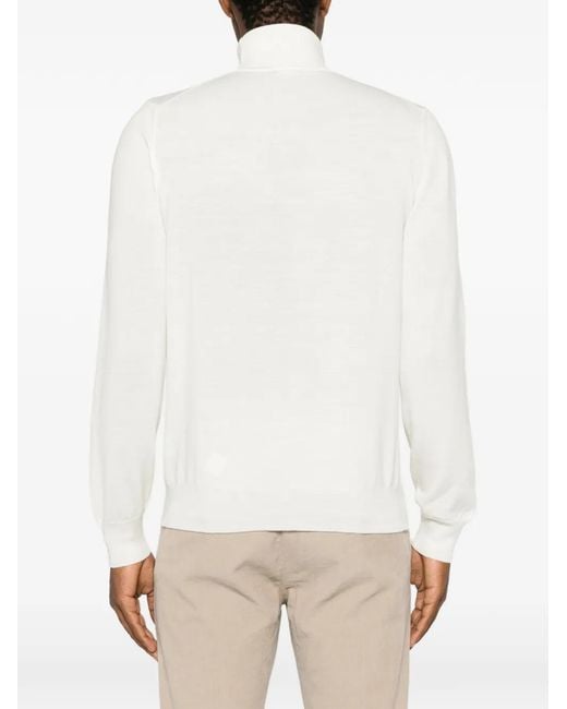Tagliatore White Long-Sleeves Sweater for men