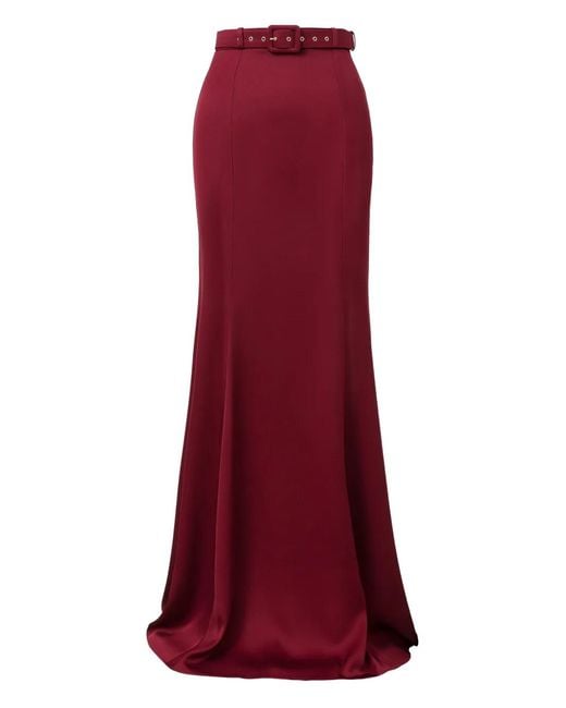 Il Volo Red Anais Belted-Waist Skirt