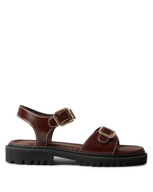 Claudie Pierlot Brown Leather Buckle Sandals