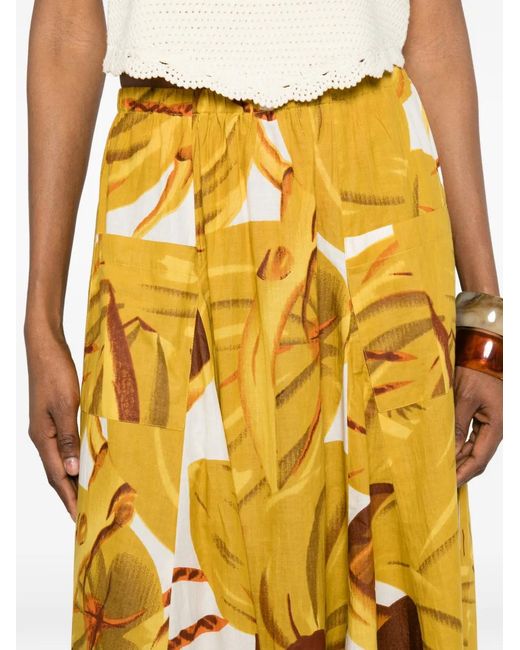 CONNOR & BLAKE Yellow Gioia Abstract-Pattern Maxi Skirt