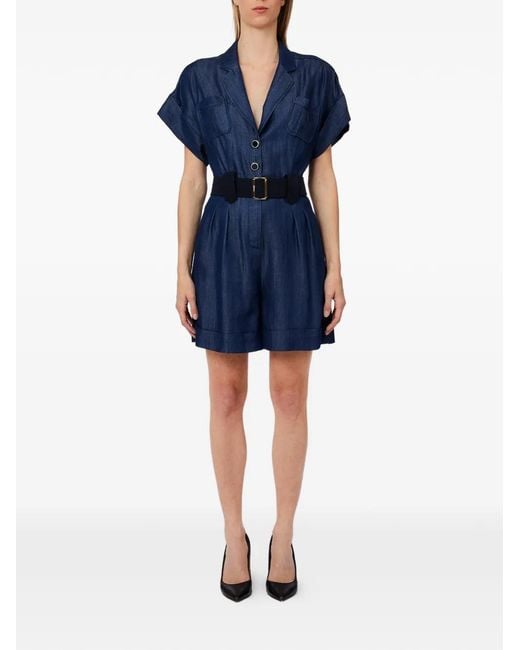 Liu Jo Blue Button Belted Jumpsuit