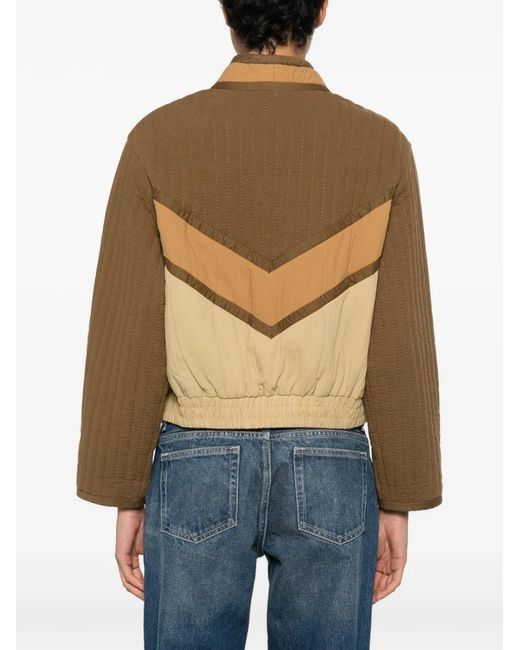 Ba&sh Brown Cisca Quilted Panelled Cotton Jacket