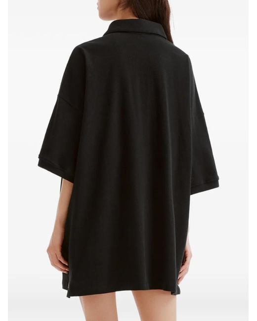 we11done Black Logo-Print Oversized Polo Shirt