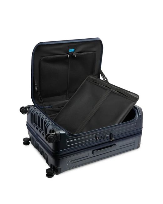 Piquadro Blue Large Expandable Four-Wheel Suitcase